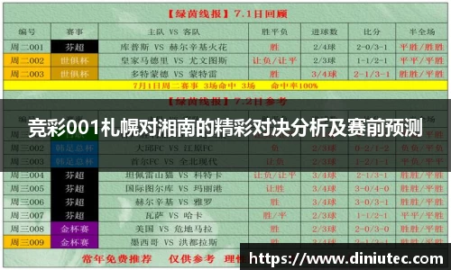 竞彩001札幌对湘南的精彩对决分析及赛前预测